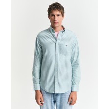 Gant Erkek Yeşil Regular Fit Düğmeli Yaka Çizgili Gömlek 3250028.322