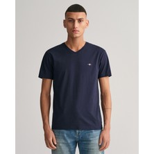 Gant Erkek Lacivert Slim Fit V Yaka T-Shirt 2003186.433