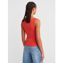 Dilvin 31589 Büzgülü Kayık Yaka Top-Kırmızı
