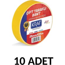 Kraf 10 Adet 25 mm x 25 Metre Çift Taraflı Bant