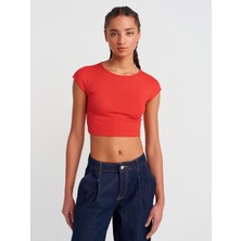 Dilvin 30528 Pamuk Ve Modal Karışımlı Crop Top-Siyah