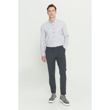 Slim Fit Dar Kesim Kırışmaz Kumaş Gofre Desenli Beli Lastikli Pantolon
