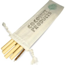 Coconut Products 4 Adet Bambu Pipet ve 1 Adet Bambu Temizleme Fırçası