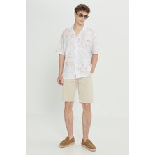 Slim Fit Dar Kesim Yan Cepli Gofre Desenli Şort