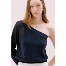 Tek Omuz Triko Bluz Lacivert Y2571012_015