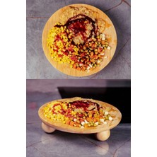 Bambu Yuvarlak Misket Ayaklı Pasta Börek Sunumluk Tablası 24 x 5 cm