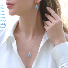 Necati Gün Aquamarin Taşlı Gümüş Set