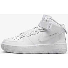 Nike Air Force 1 Mid Leather Sneaker Unisex Hakiki Deri Günlük Spor Ayakkabı Beyaz