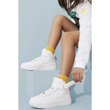 Nike Air Force 1 Mid Leather Sneaker   Deri Günlük Spor Ayakkabı Beyaz