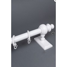 Beyaz 100  cm  Raysız Rustik Perde Askı Seti (Ahşap Başlık ve Aluminyum Boru)