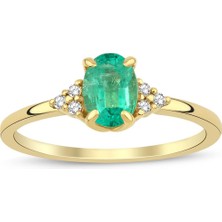 Zümrüt Oval Tektaş Pırlanta Yüzük