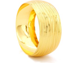 Altın Kaplama Mega Çizgili Bilezik 30mm Kalınlık BLZ-1147