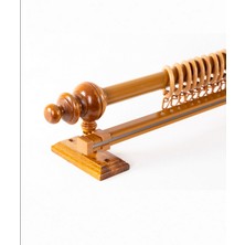 Meşe 125  cm  Tekraylı Rustik Perde Askı Seti (Ahşap Başlık ile Aluminyum Boru ve Ray)