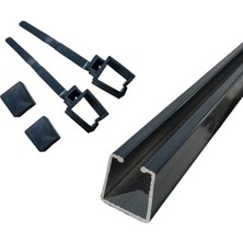 Antrasit 200 cm Ray Rustik Perde Askı Rayı Aluminyum Ray)