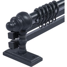 Antrasit 225  cm  Çiftraylı Rustik Perde Askı Seti (Ahşap Başlık ile Aluminyum Boru ve Ray)