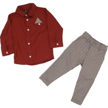 Bebegen Erkek Çocuk Kiremit Cebi Mendilli Gömlekli 2'li Takım