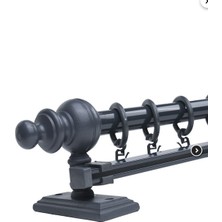 Antrasit 175  cm  Tekraylı Rustik Perde Askı Seti (Ahşap Başlık ile Aluminyum Boru ve Ray)