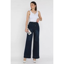 Gülseli Bel Lastikli Bol Paça Jean Kot Pantolon