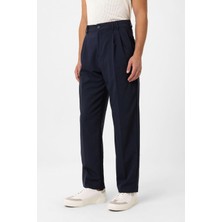 Antioch Lacivert Çift Pileli Baggy Fit Erkek Pantolon