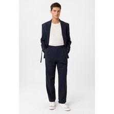 Antioch Lacivert Çift Pileli Baggy Fit Erkek Pantolon