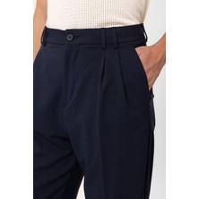 Antioch Lacivert Çift Pileli Baggy Fit Erkek Pantolon