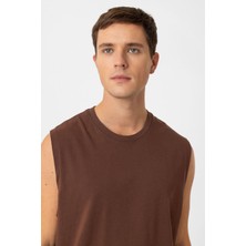 Antioch Kahve Relaxed Fit Erkek Kolsuz T-Shirt