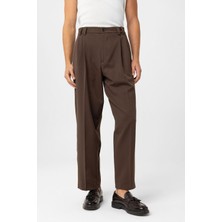 Antioch Kahve Yüksel Bel Relax Fit Pileli Erkek Pantolon