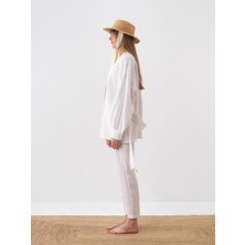Kadın Beyaz Oversize Pamuklu Kimono