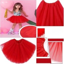Kırmızı Renk Tütü Etek Bale Eteği Gösteri Eteği Çocuk Bebek Boy
