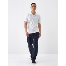 Erkek Beyaz Regular Fit Pamuklu Polo Yaka Tişört