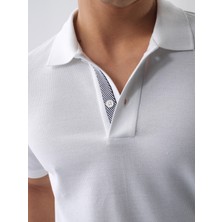 Erkek Beyaz Regular Fit Pamuklu Polo Yaka Tişört