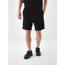 Erkek Siyah Regular Fit Şort