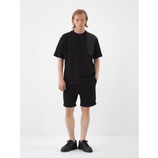 Erkek Siyah Regular Fit Şort