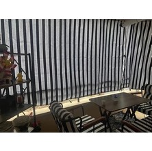 MARKAHİL Her Ölçüde Enxboy Seçenekli Bağcıklı Çizgili Balkon Perdesi Balkon Brandası
