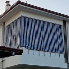 MARKAHİL Her Ölçüde Enxboy Seçenekli Bağcıklı Çizgili Balkon Perdesi Balkon Brandası