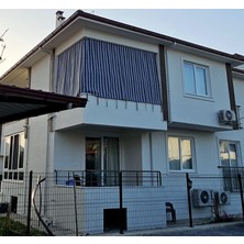 MARKAHİL Her Ölçüde Enxboy Seçenekli Bağcıklı Çizgili Balkon Perdesi Balkon Brandası