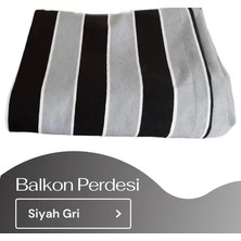 MARKAHİL Her Ölçüde Enxboy Seçenekli Bağcıklı Çizgili Balkon Perdesi Balkon Brandası