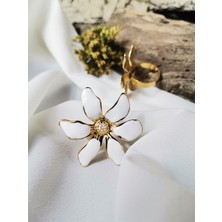 Kadın Gold Renk Çiçek Motifli 316L Çelik Ayarlanabilir Yüzük