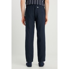 %100 Keten Regular Fit Normal Kesim Normal Bel Düz Paça Lacivert Pantolon
