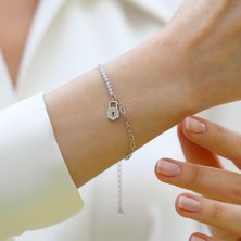 Kilit Yarı Su Yolu Gümüş Bileklik