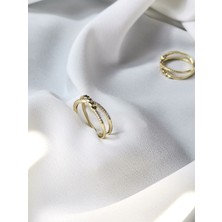 Luna Jewelry Kadın Gold Renk Minimal Kalp Model Zirkon Taşlı Ayarlanabilir Yüzük