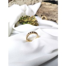 Luna Jewelry Kadın Gold Renk Italyan Model Zirkon Taşlı Ayarlanabilir Yüzük