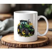 BB Design Yeşil Traktör Tasarımlı Beyaz Seramik Baskılı Kupa Bardak 330 ml