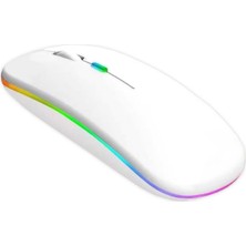 Classone RGB-102F Rgb Işıklı, Efektli, Silent-Sessiz, Rf Kablosuz, Bluetooth Mouse - Beyaz