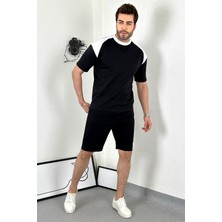 Asil Unisex Oversize Siyah Omzu Beyaz T-Shirt