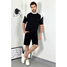 Asil Unisex Oversize Siyah Omzu Beyaz T-Shirt