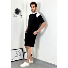Asil Unisex Oversize Siyah Omzu Beyaz T-Shirt