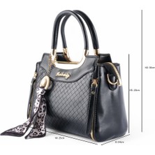 Rose Center Bazaar Şık Kadın Çanta, Moda Pu Deri Omuz Çantası Leopar Desenli Fular, Çok Yönlü Çanta (Ithal)