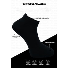 Stocalze Unisex Bambu Düz Patik. Dikişsiz,terletmez,yumuşak 6'lı Kutulu Siyah Beyaz Çorap Seti