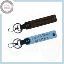 Miaju Koyu Kahve - Gök Mavisi, Motorcu Anahtarlığı, Yol Sevdalıları İçin Kişiye Özel Plakalı Hatıralık